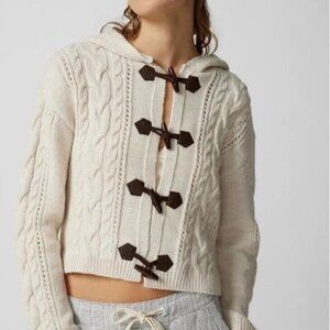 Urban Outfitters Quinn Cable Knit Hoodie Sweater Size M